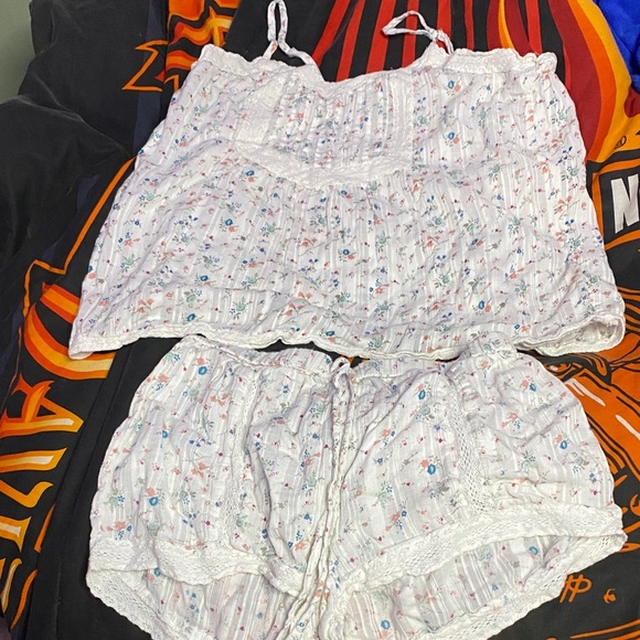 Joie Multicolor Floral Pajama Set with Lace - Picture 1 of 6